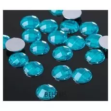 Стразы плоские круг, 10 мм, (Набор 20шт), цвет голубой
