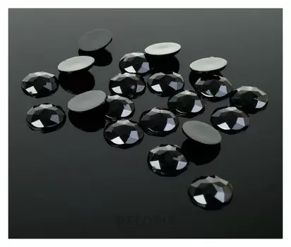 Стразы плоские круг, 12 мм, (Набор 20шт), цвет черный