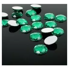 Стразы плоские круг, 12 мм, (Набор 20шт), цвет изумрудный