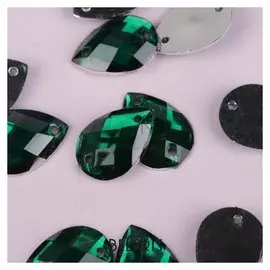 Стразы пришивные «Капля», 13 × 18 мм, 20 шт, цвет зелёный
