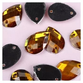 Стразы пришивные «Капля», 13 × 18 мм, 20 шт, цвет жёлтый