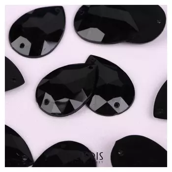 Стразы пришивные «Капля», 18 × 25 мм, 10 шт, цвет чёрный