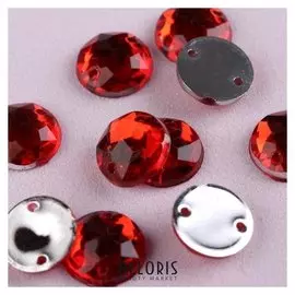 Стразы пришивные «Круг», D = 8 мм, 50 шт, цвет красный