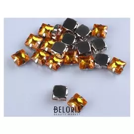 Стразы пришивные «Квадрат», в оправе, 10 × 10 мм, 20 шт, цвет жёлтый