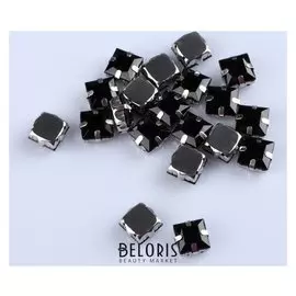 Стразы пришивные «Квадрат», в оправе, 10 × 10 мм, 20 шт, цвет чёрный