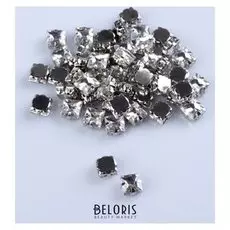 Стразы пришивные «Квадрат», в оправе, 8 × 8 мм, 50 шт, цвет белый