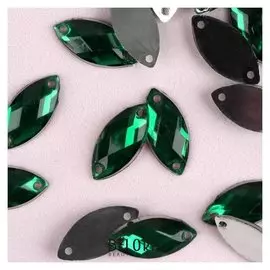 Стразы пришивные «Лепесток», 7 × 15 мм, 50 шт, цвет зелёный