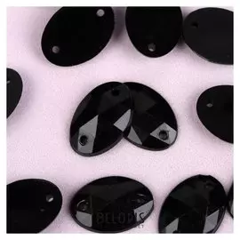 Стразы пришивные «Овал», 10 × 14 мм, 20 шт, цвет чёрный