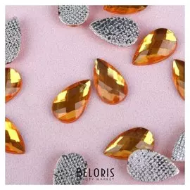 Стразы термоклеевые «Капля», 6 × 10 мм, 50 шт, цвет жёлтый