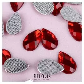 Стразы термоклеевые «Капля», 8 × 13 мм, 50 шт, цвет красный