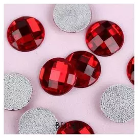 Стразы термоклеевые «Круг», D = 14 мм, 10 шт, цвет красный