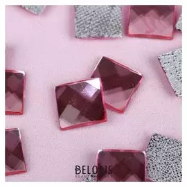 Стразы термоклеевые «Квадрат», 10 × 10 мм, 20 шт, цвет розовый