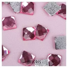 Стразы термоклеевые «Квадрат», 8 × 8 мм, 50 шт, цвет розовый