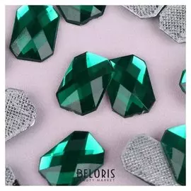 Стразы термоклеевые «Прямоугольник», 10 × 14 мм, 20 шт, цвет зелёный