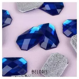 Стразы термоклеевые «Прямоугольник», 10 × 14 мм, 20 шт, цвет синий