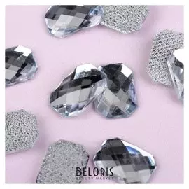 Стразы термоклеевые «Прямоугольник», 10 × 14 мм, 20 шт, цвет белый