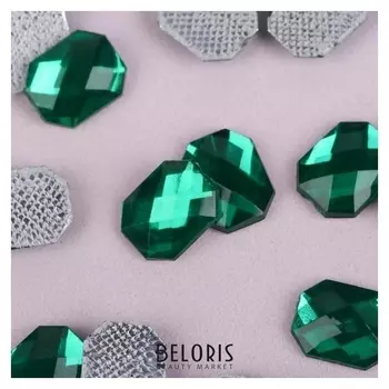 Стразы термоклеевые «Прямоугольник», 8 × 10 мм, 50 шт, цвет зелёный