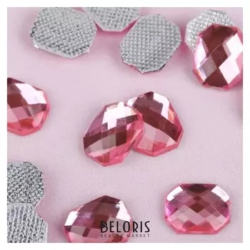 Стразы термоклеевые «Прямоугольник», 8 × 10 мм, 50 шт, цвет розовый