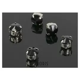 Стразы в цапах без отверстий (Набор 5 шт), 6*6мм, цвет черный в серебре