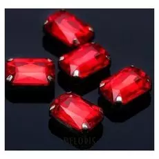 Стразы в цапах без отверстий (набор 5шт), 10*14мм, цвет красный в серебре