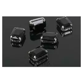 Стразы в цапах без отверстий (набор 5шт), 10*14мм, цвет черный в серебре
