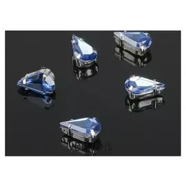 Стразы в цапах (набор 5 шт), 6*10мм, цвет голубой в серебре