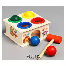 Стучалка квадратная с 4 шариками и молоточком "Давай играть" медвежонок винни и его друзья