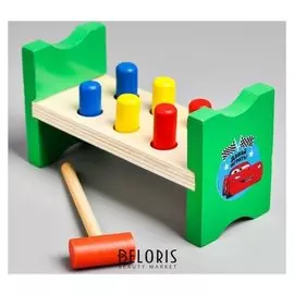 Стучалка на ножках 6 гвоздиков и молоточек "Давай играть!" Тачки