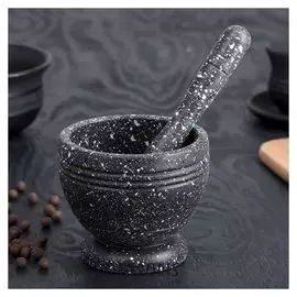 Ступка с пестиком «Чёрный мрамор», диаметр 10 см