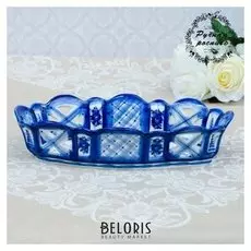 Сухарница "Батон", гжель, фарфор, 7х29 см