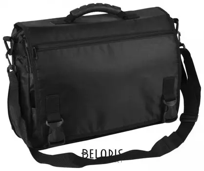 Сумка деловая для документов, из ткани, с клапаном, 40х30х8 см, черная, нейлон