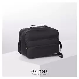 Сумка деловая, отдел на молнии, 2 наружных кармана, длинный ремень, цвет чёрный