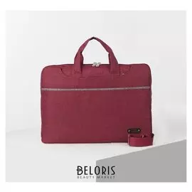 Сумка деловая, отдел на молнии, 2 наружных кармана, длинный ремень, цвет бордовый