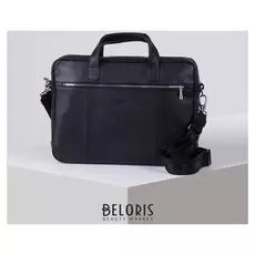 Сумка деловая, отдел на молнии, наружный карман, длинный ремень, цвет чёрный