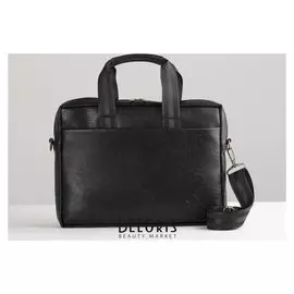 Сумка деловая, отдел на молнии, наружный карман, длинный ремень, цвет чёрный