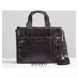 Сумка деловая, отдел на молнии, наружный карман, длинный ремень, цвет коричневый