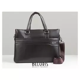 Сумка деловая, отдел на молнии с перегородкой, наружный карман, длинный ремень, цвет коричневый