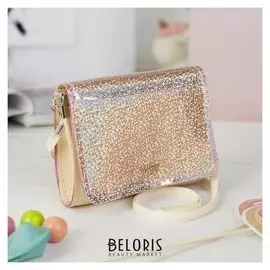 Сумка детская, 2 отдела на клапане, длинный ремень, цвет бежевый