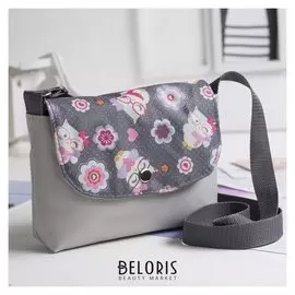 Сумка детская, отдел на клапане, длинный ремень, цвет серый