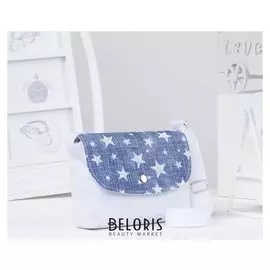 Сумка детская, отдел на клапане, длинный ремень, цвет голубой/белый