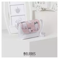 Сумка детская, отдел на клапане, длинный ремень, цвет белый/розовый