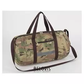 Сумка для фитнеса, отдел на молнии, наружный карман, длинный ремень, светоотражающая полоса, цвет камуфляж