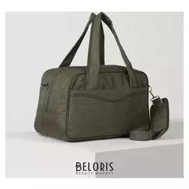 Сумка дорожная, отдел на молнии, 2 наружных кармана, длинный ремень, цвет хаки