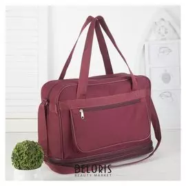 Сумка хозяйственная, отдел на молнии, с увеличением, наружный карман, длинный ремень, цвет бордовый