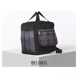 Сумка хозяйственная, отдел на молнии, с увеличением, наружный карман, длинный ремень, цвет чёрный