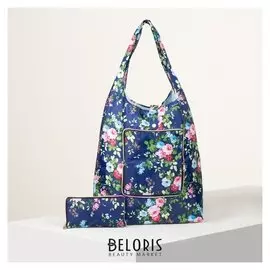 Сумка хозяйственная, складная в кошелёк, отдел на кнопке, цвет синий