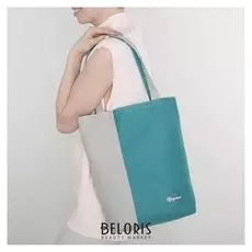 Сумка летняя, отдел без молнии, без подклада, цвет серый/бирюзовый