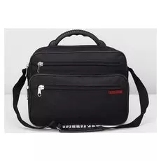 Сумка мужская, 2 отдела на молниях, 3 наружных кармана, регулируемый ремень, цвет чёрный