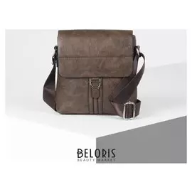 Сумка мужская, отдел на клапане, цвет коричневый