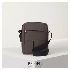 Сумка мужская, отдел на молнии, 2 наружных кармана, длинный ремень, цвет коричневый